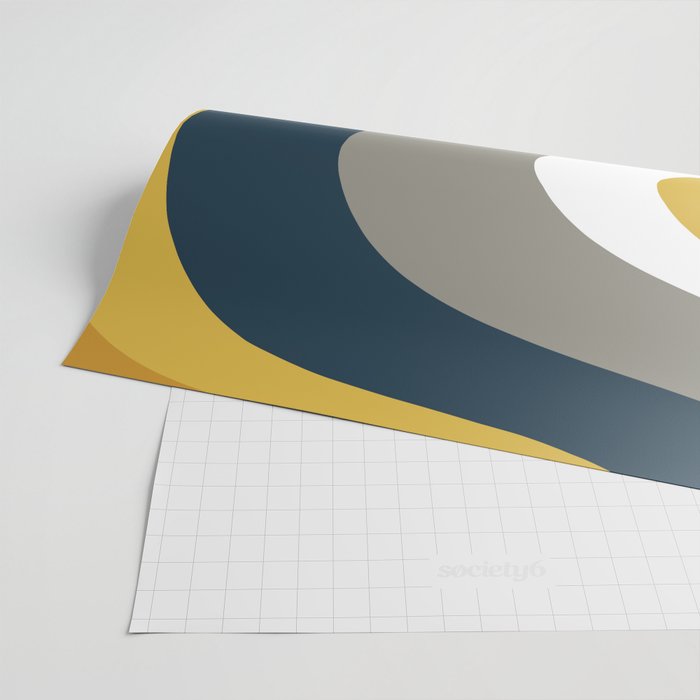 Organic Topography Abstract in Mustard, Navy Blue, Gray, and White  Wrapping Paper Gallery Image 2