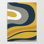 Organic Topography Abstract in Mustard, Navy Blue, Gray, and White  Poster Gallery Image 4