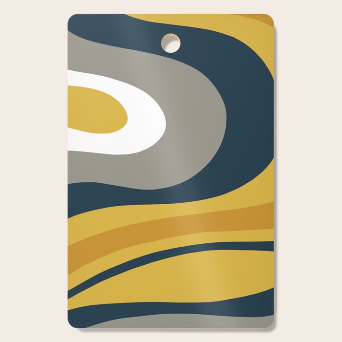 Organic Topography Abstract in Mustard, Navy Blue, Gray, and White  Cutting Board Gallery Image 1