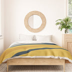 Organic Topography Abstract in Mustard, Navy Blue, Gray, and White  Duvet Cover Gallery Image 3
