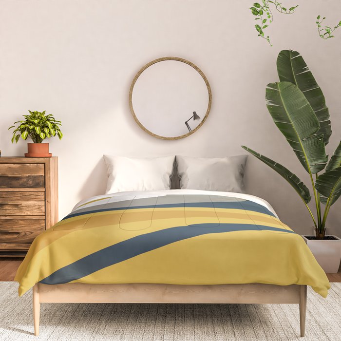 Organic Topography Abstract in Mustard, Navy Blue, Gray, and White  Comforter Gallery Image 3