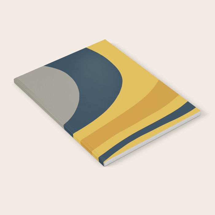Organic Topography Abstract in Mustard, Navy Blue, Gray, and White  Notebook Gallery Image 2