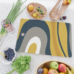 Organic Topography Abstract in Mustard, Navy Blue, Gray, and White  Cutting Board Gallery Image 2