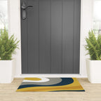 Organic Topography Abstract in Mustard, Navy Blue, Gray, and White  Welcome Mat Gallery Image 3