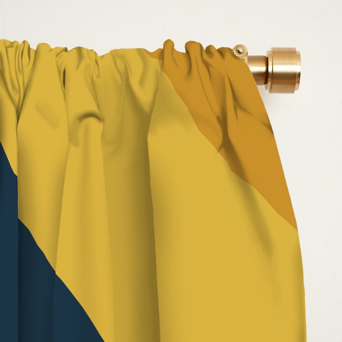 Organic Topography Abstract in Mustard, Navy Blue, Gray, and White  Window Curtain Gallery Image 2