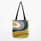 Organic Topography Abstract in Mustard, Navy Blue, Gray, and White  Tote Bag Gallery Image 2