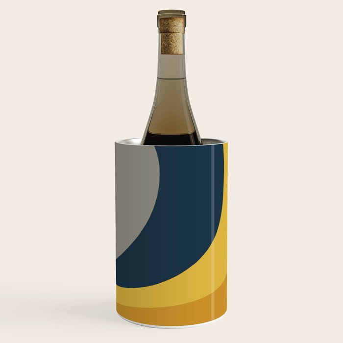 Organic Topography Abstract in Mustard, Navy Blue, Gray, and White  Wine Chiller Gallery Image 3