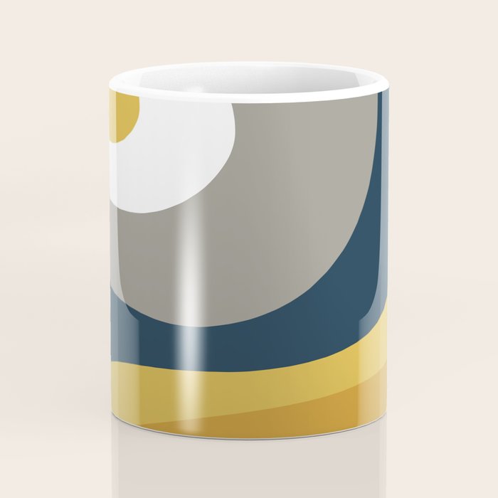Organic Topography Abstract in Mustard, Navy Blue, Gray, and White  Coffee Mug Gallery Image 4