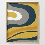 Organic Topography Abstract in Mustard, Navy Blue, Gray, and White  Serving Tray Gallery Image 1