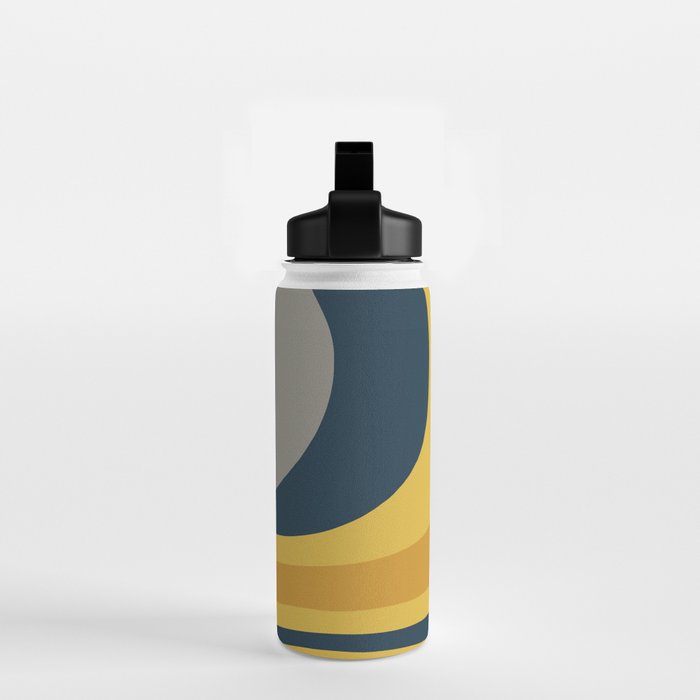Organic Topography Abstract in Mustard, Navy Blue, Gray, and White  Water Bottle Gallery Image 2