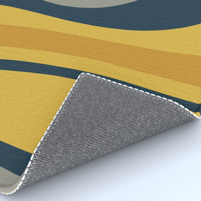 Organic Topography Abstract in Mustard, Navy Blue, Gray, and White  Rug Gallery Image 4