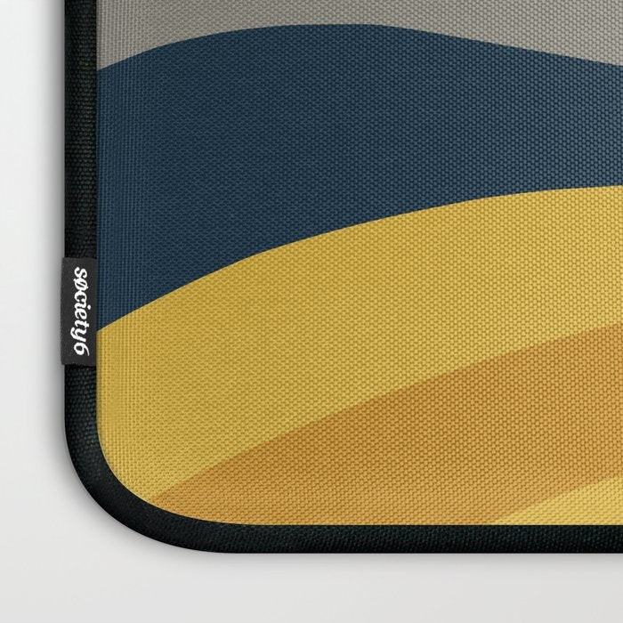 Organic Topography Abstract in Mustard, Navy Blue, Gray, and White  Laptop Sleeve Gallery Image 3