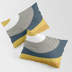 Organic Topography Abstract in Mustard, Navy Blue, Gray, and White  Pillow Sham Gallery Image 3