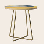 Organic Topography Abstract in Mustard, Navy Blue, Gray, and White  Side Table Gallery Image 1