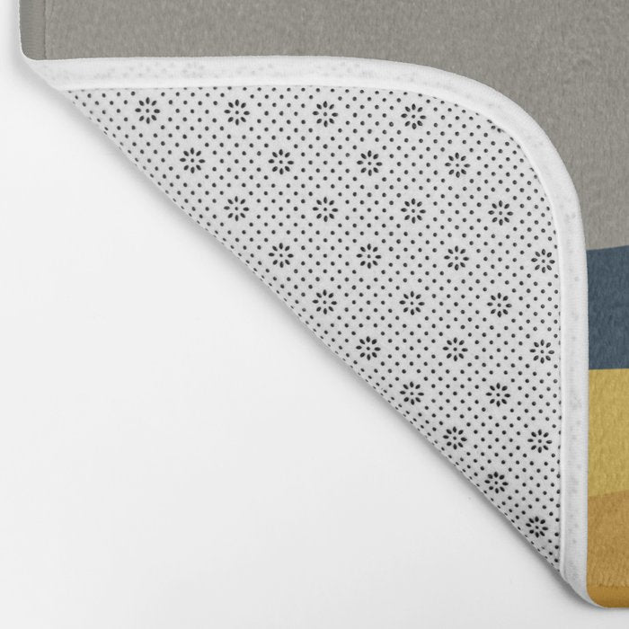 Organic Topography Abstract in Mustard, Navy Blue, Gray, and White  Bath Mat Gallery Image 2