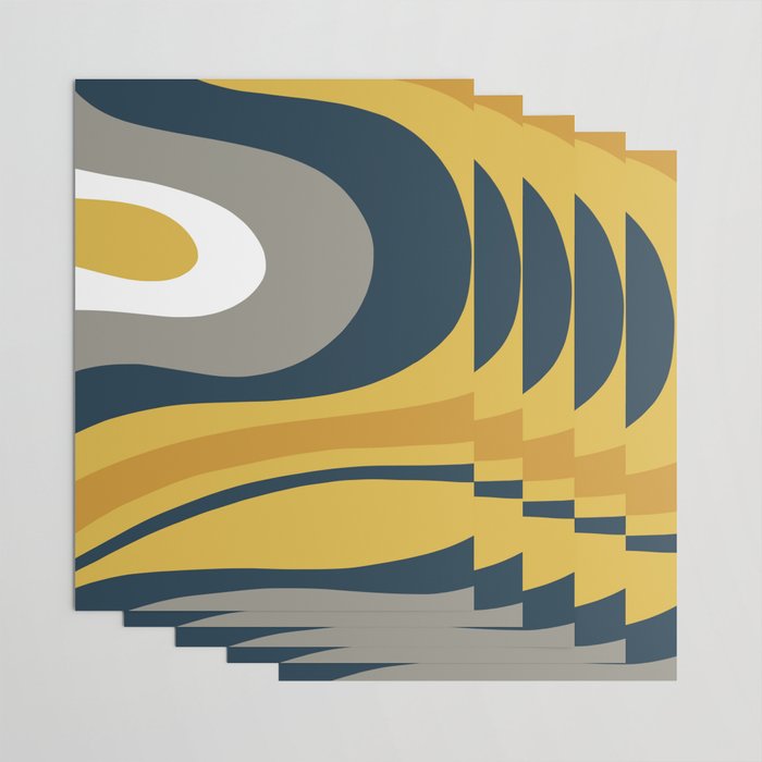 Organic Topography Abstract in Mustard, Navy Blue, Gray, and White  Wrapping Paper Gallery Image 3