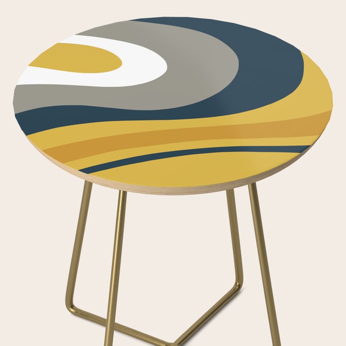 Organic Topography Abstract in Mustard, Navy Blue, Gray, and White  Side Table Gallery Image 2
