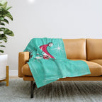 'Tis The Season - Retro Santa Aqua Colorful Throw Blanket Gallery Image 1