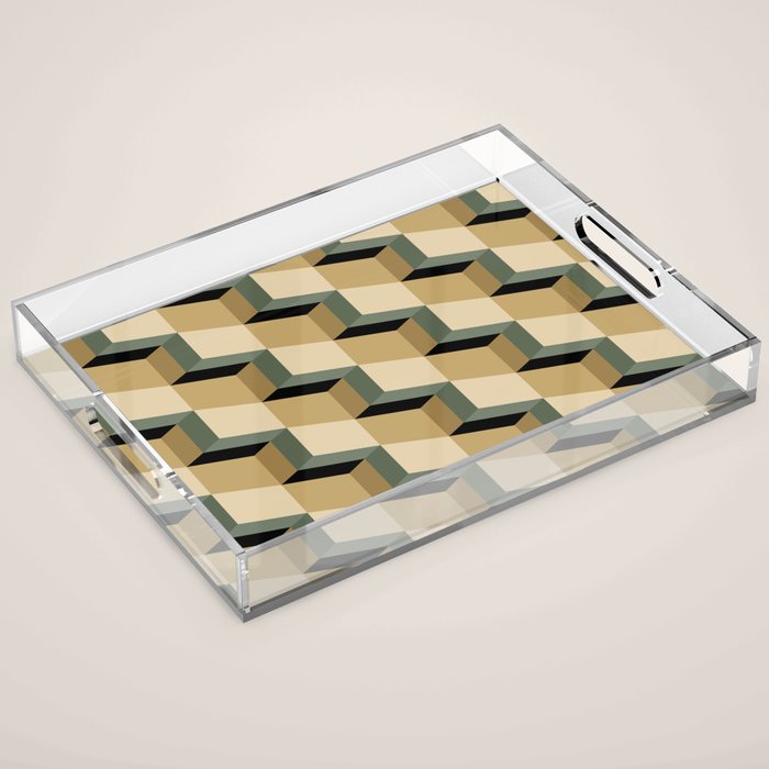 Cuboid Geometric Abstract Shapes Pattern XII Acrylic Tray Gallery Image 1