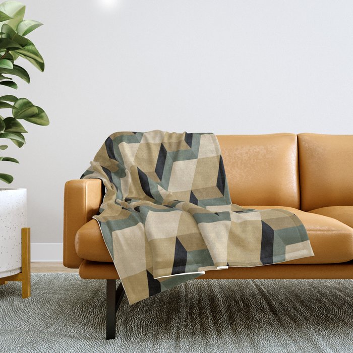 Cuboid Geometric Abstract Shapes Pattern XII Throw Blanket Gallery Image 1