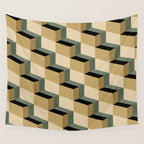 Cuboid Geometric Abstract Shapes Pattern XII Wall Tapestry Gallery Image 4