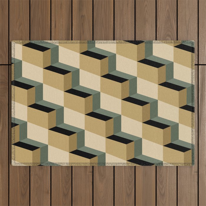 Cuboid Geometric Abstract Shapes Pattern XII Outdoor Rug Gallery Image 1