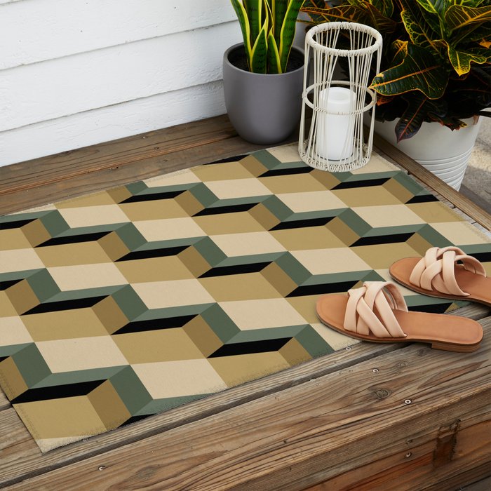 Cuboid Geometric Abstract Shapes Pattern XII Outdoor Rug Gallery Image 2