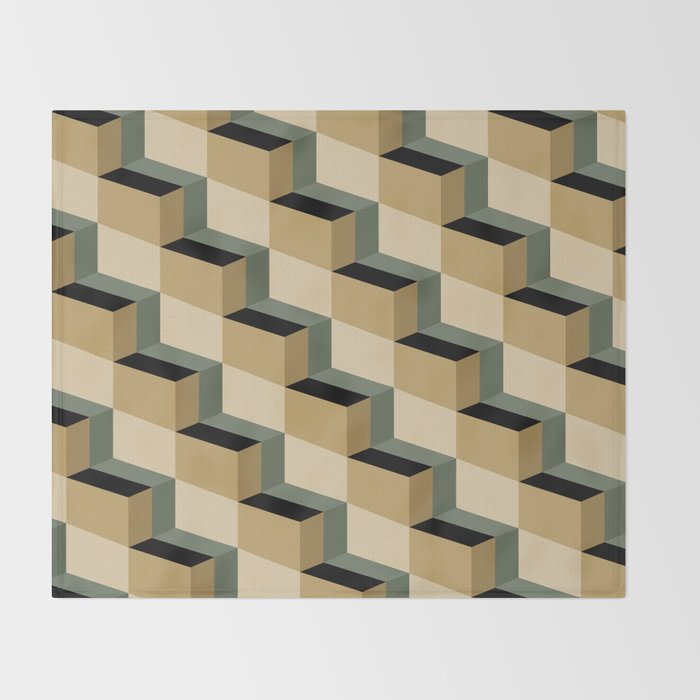 Cuboid Geometric Abstract Shapes Pattern XII Throw Blanket Gallery Image 2