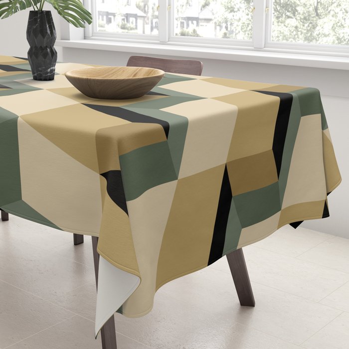 Cuboid Geometric Abstract Shapes Pattern XII Tablecloth Gallery Image 3
