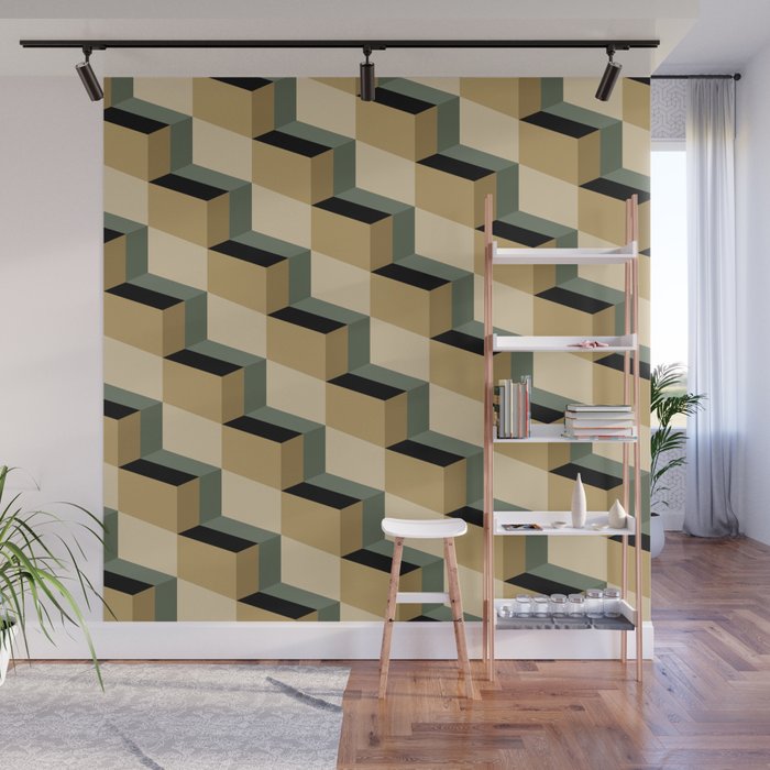 Cuboid Geometric Abstract Shapes Pattern XII Wall Mural Gallery Image 1