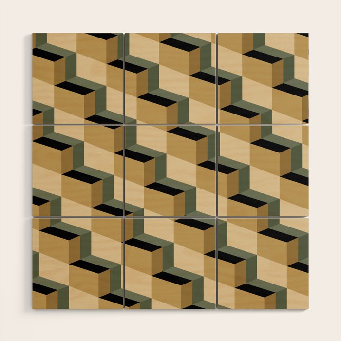 Cuboid Geometric Abstract Shapes Pattern XII Wood Wall Art Gallery Image 1