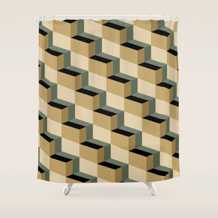 Cuboid Geometric Abstract Shapes Pattern XII Shower Curtain Gallery Image 1
