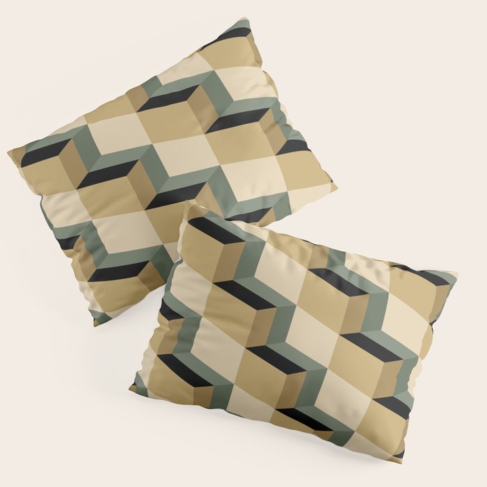 Cuboid Geometric Abstract Shapes Pattern XII Pillow Sham Gallery Image 3