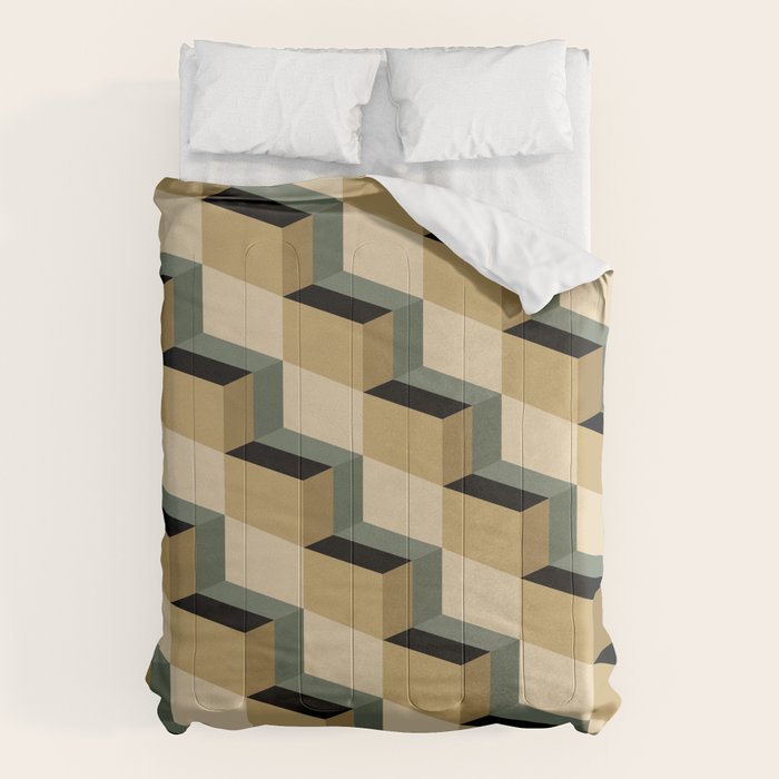 Cuboid Geometric Abstract Shapes Pattern XII Comforter Gallery Image 6