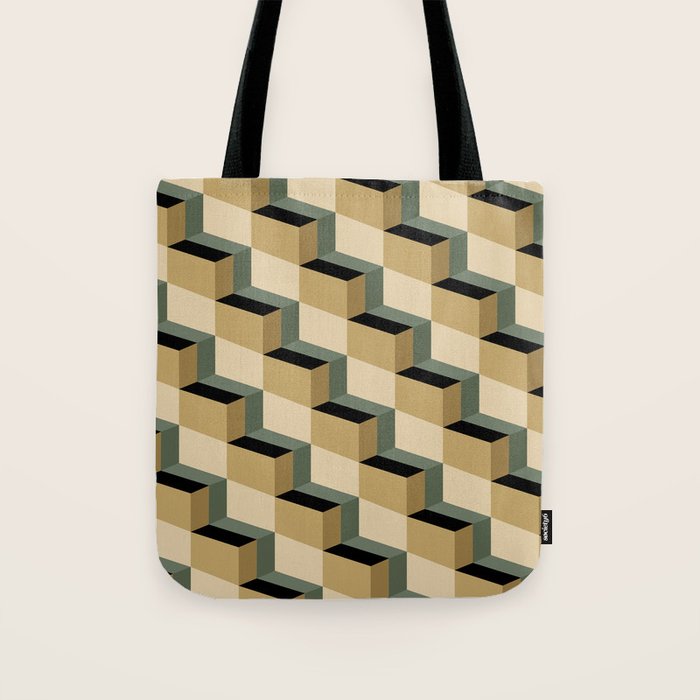 Cuboid Geometric Abstract Shapes Pattern XII Tote Bag Gallery Image 1