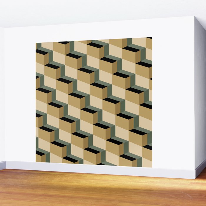Cuboid Geometric Abstract Shapes Pattern XII Wall Mural Gallery Image 2