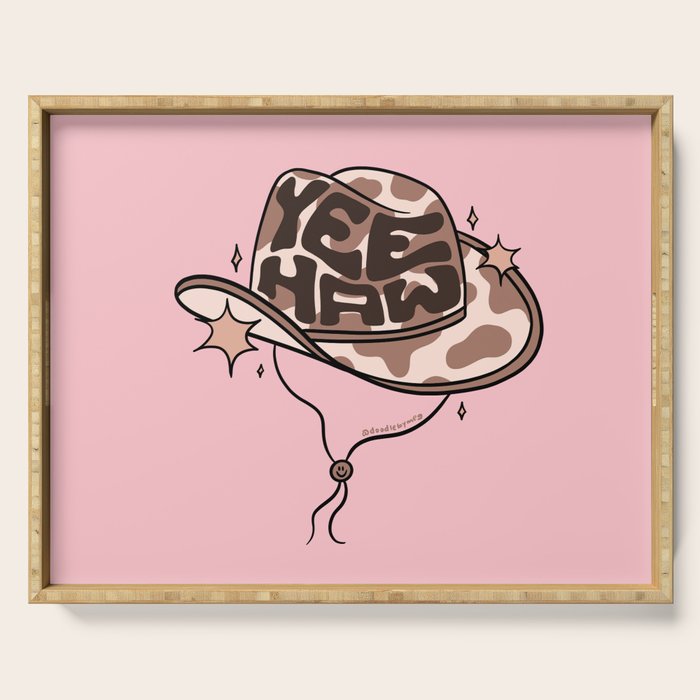 Yeehaw Cowboy Hat Inspired by PANTONE 17 1230 Mocha Mousse Serving Tray Gallery Image 1