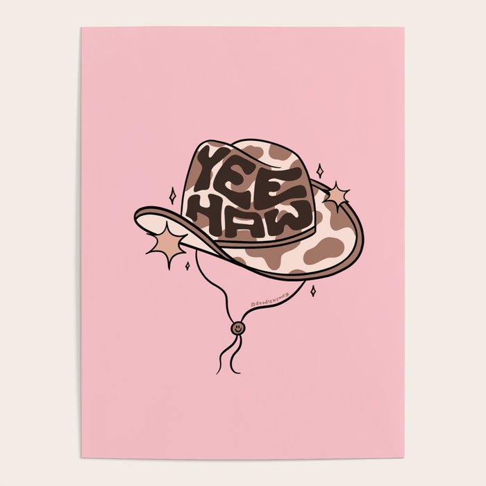 Yeehaw Cowboy Hat Inspired by PANTONE 17 1230 Mocha Mousse Poster Gallery Image 1