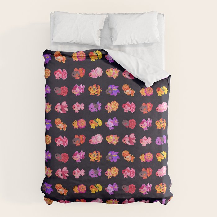 Flower goldfish - dark Duvet Cover Gallery Image 6