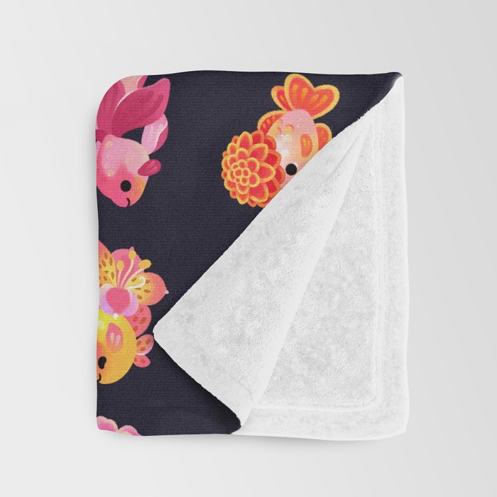 Flower goldfish - dark Throw Blanket Gallery Image 3