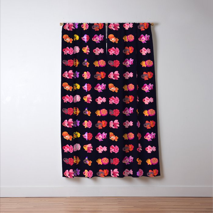 Flower goldfish - dark Window Curtain Gallery Image 3