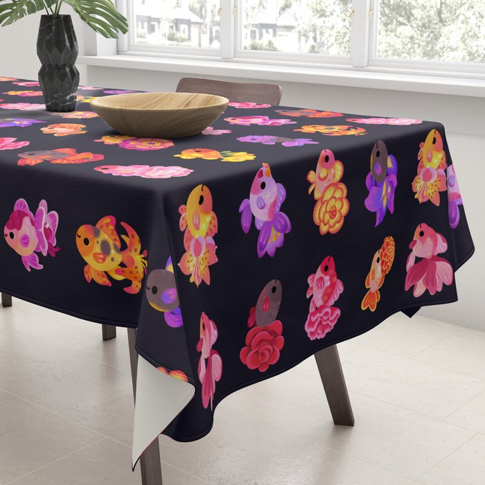 Flower goldfish - dark Tablecloth Gallery Image 3