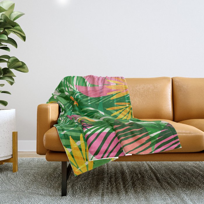 Modern Breezy Hawaiian Print  Throw Blanket Gallery Image 1