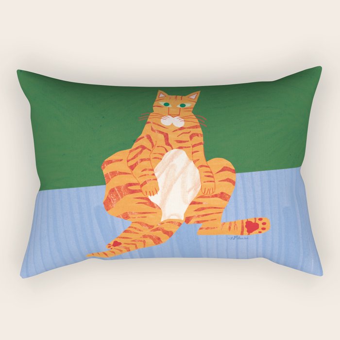 Chill Cat in Orange & Green Rectangular Pillow Gallery Image 2