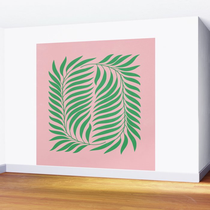 Two Ferns: Azalea & Ocean Green Wall Mural Gallery Image 2