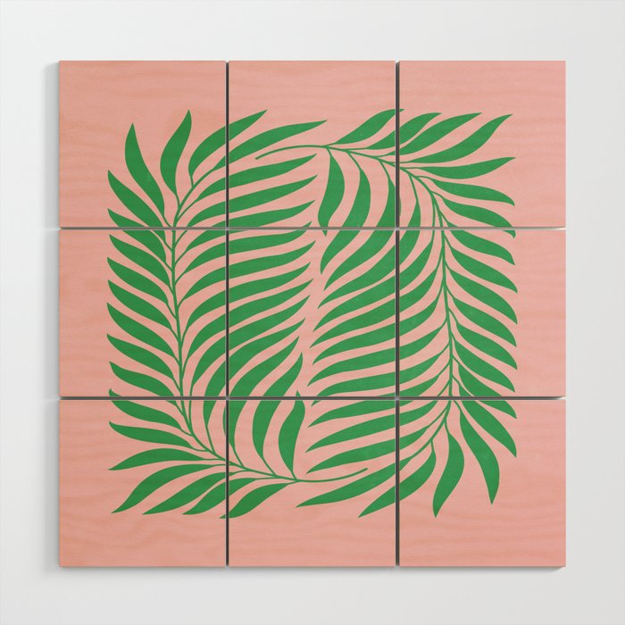 Two Ferns: Azalea & Ocean Green Wood Wall Art Gallery Image 1
