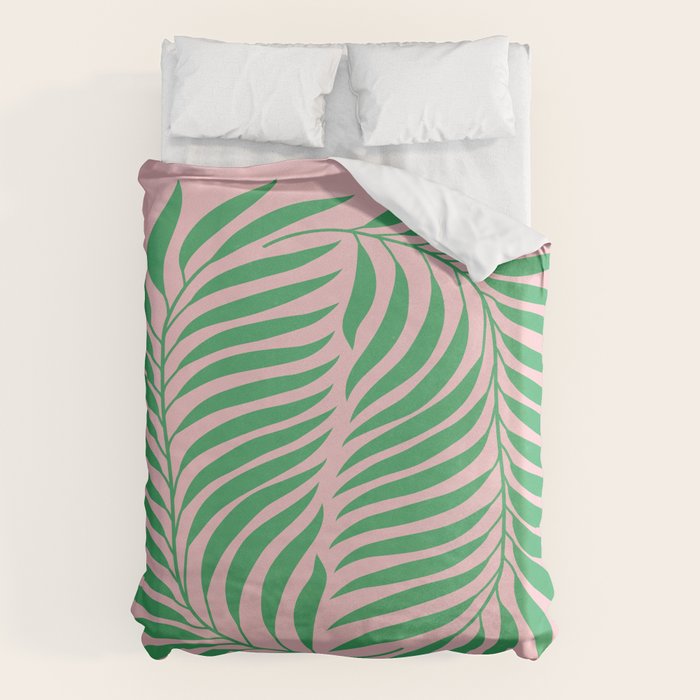 Two Ferns: Azalea & Ocean Green Duvet Cover Gallery Image 1