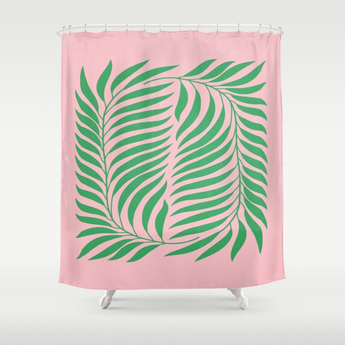 Two Ferns: Azalea & Ocean Green Shower Curtain Gallery Image 1
