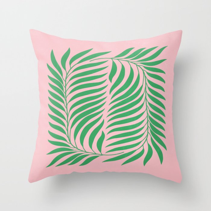 Two Ferns: Azalea & Ocean Green Throw Pillow Gallery Image 6