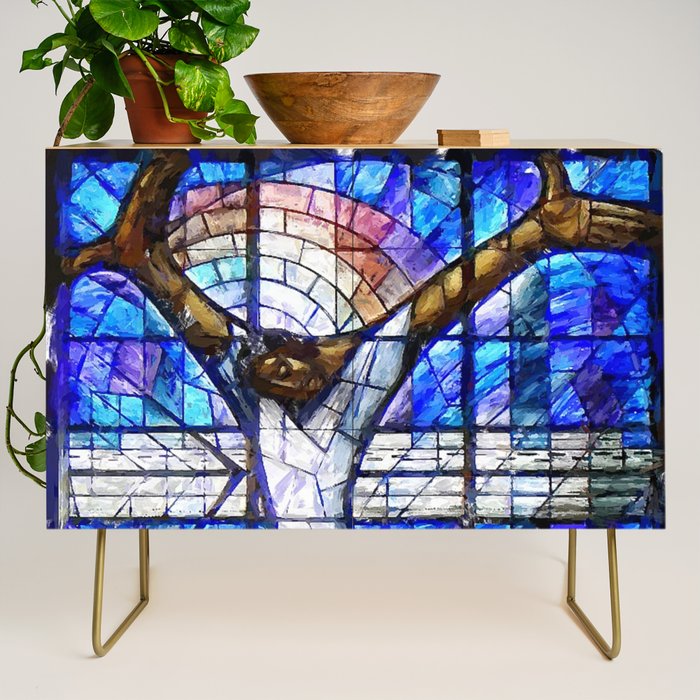 African American Portrait Painting of the Wales window at the 16th Street Baptist by Jeanpaul Ferro Credenza Gallery Image 1